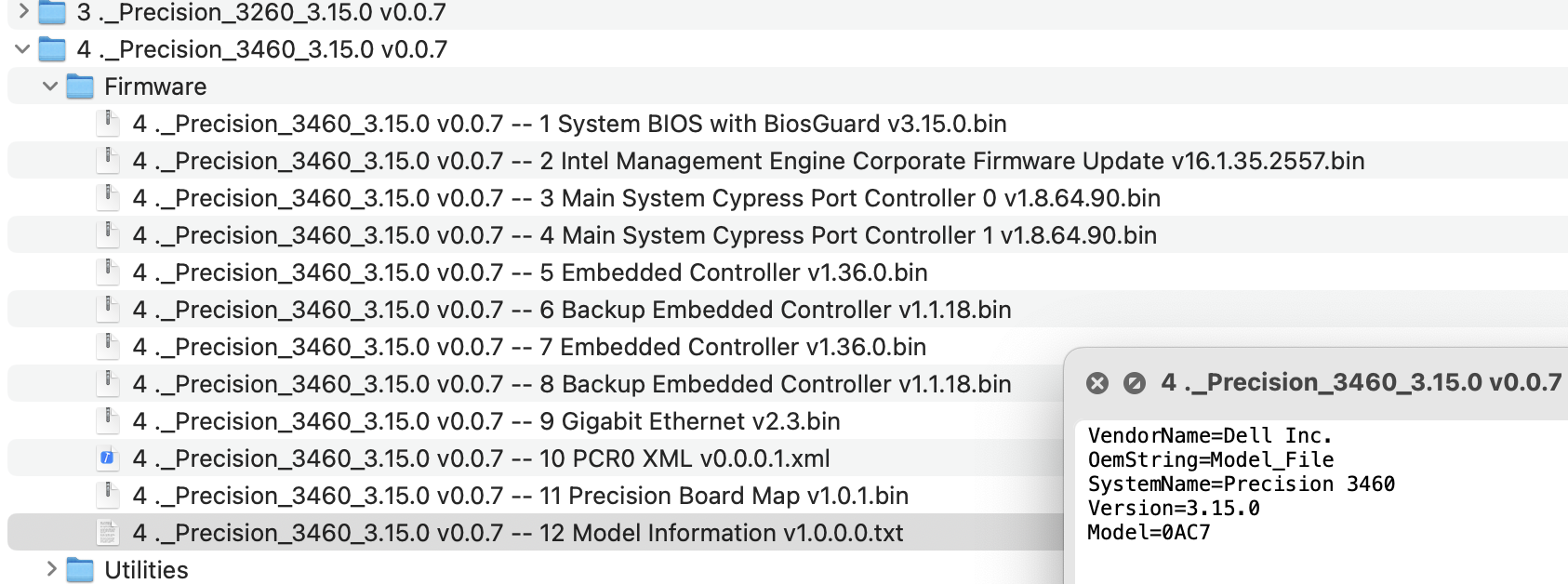 Screenshot of extracted Dell firmware